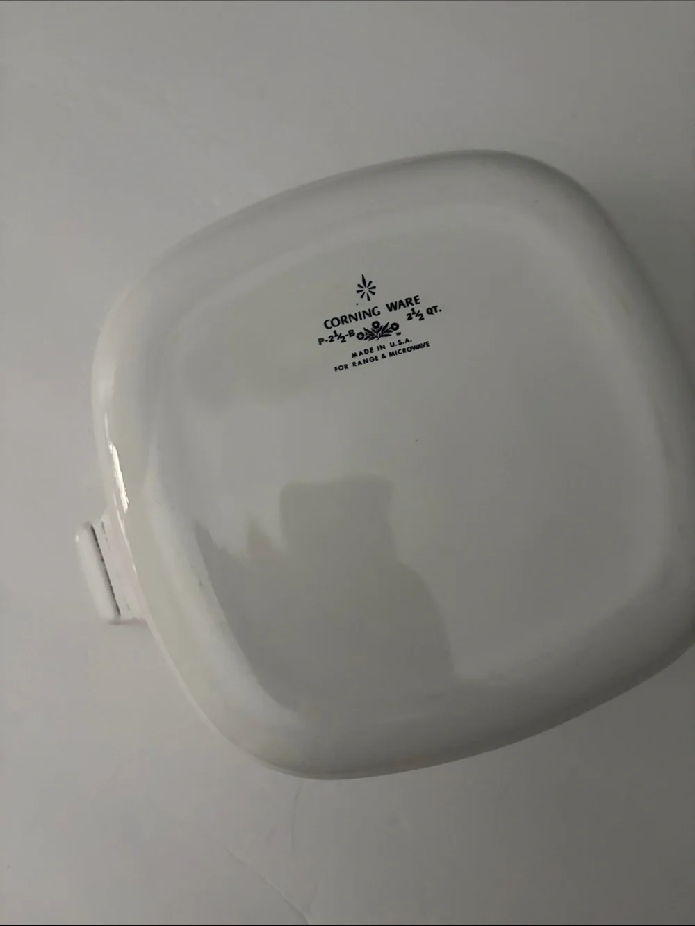 Corningware White Casserole Dish with Blue Floral Pattern